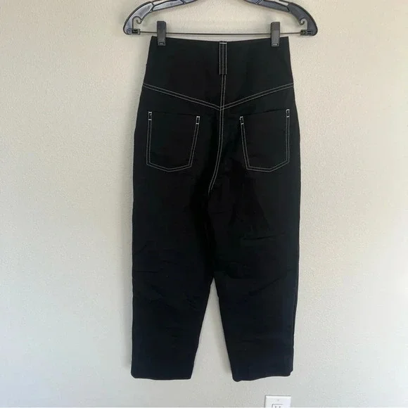 Sandro Gatiene Cropped High Rise Pant Black Casual French Boho Women’s XS - Picture 7 of 11